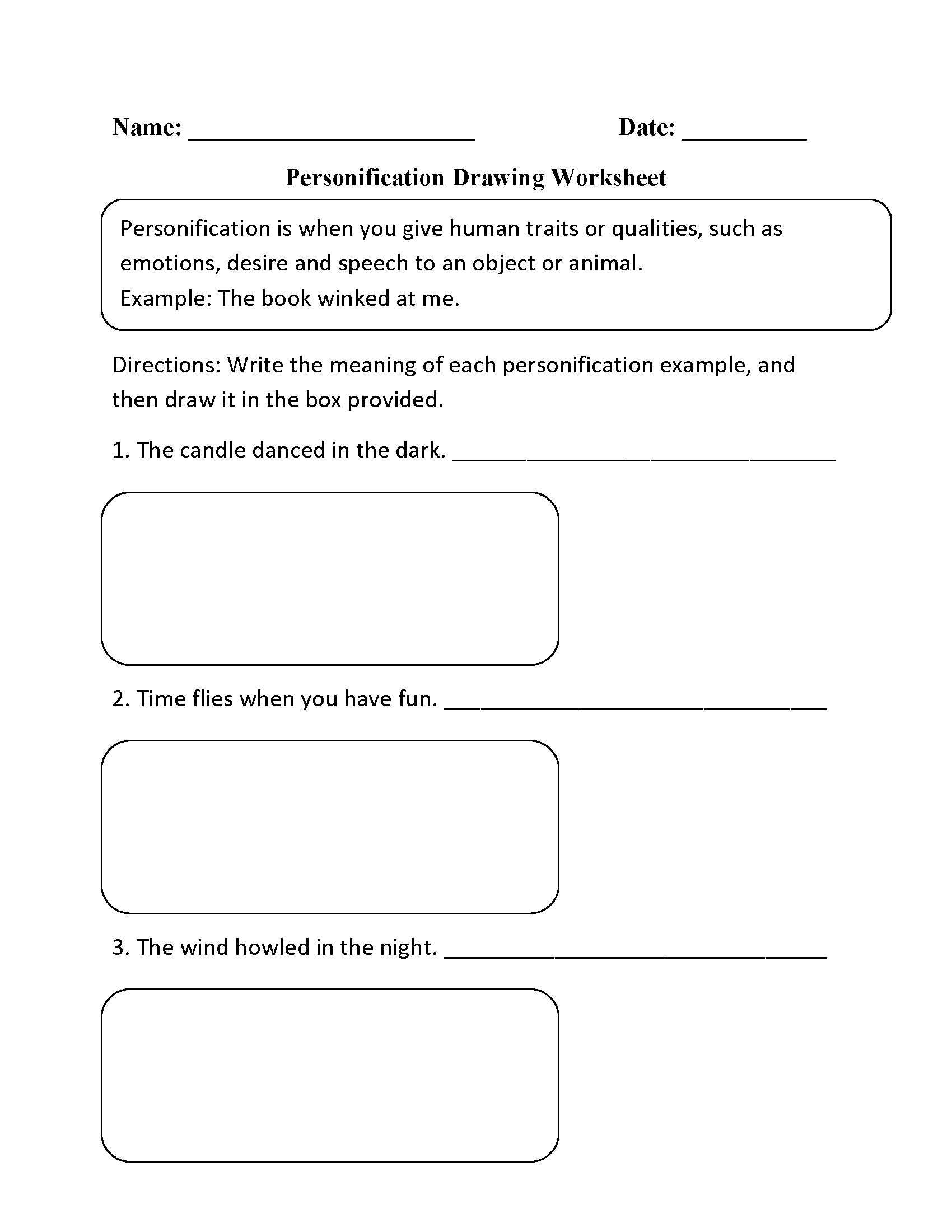 Figurative Language Worksheets Personification Worksheets