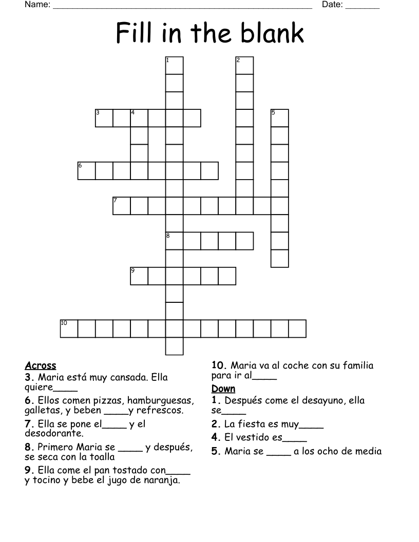 Free Blank Crossword Puzzles Printable