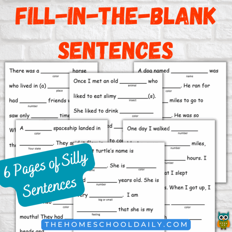 Fill in the Blank Sentences The Homeschool Daily