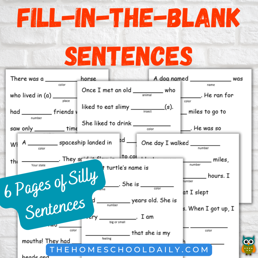 Fill in the Blank Sentences The Homeschool Daily