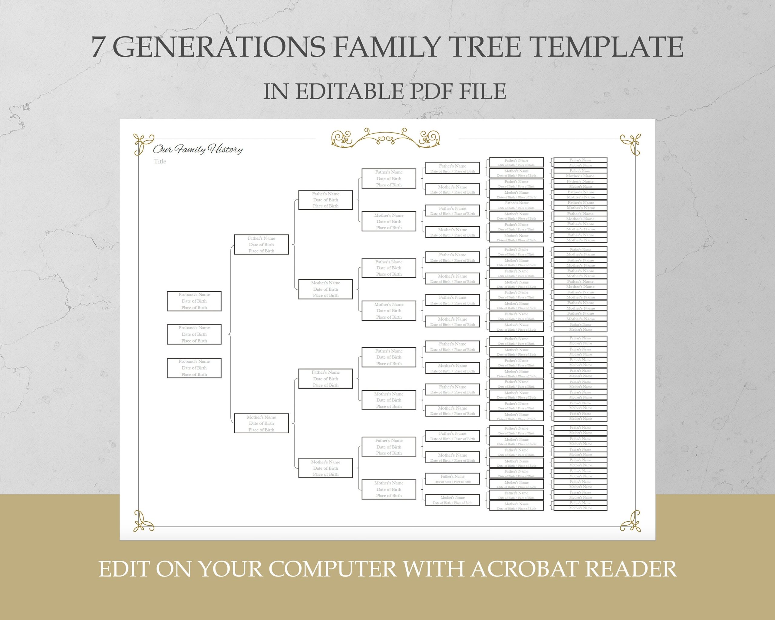 Fillable Family Tree Template Editable Genealogy Chart Family Tree 