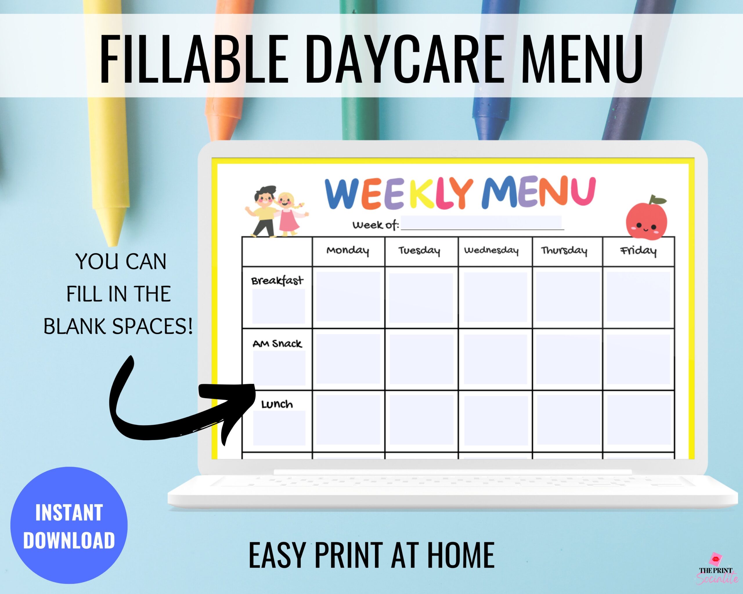 Fillable Weekly Daycare Menu Editable Home Daycare Meal Planner Fillable Weekly Daycare Menu Editable Home Daycare Meal Planner