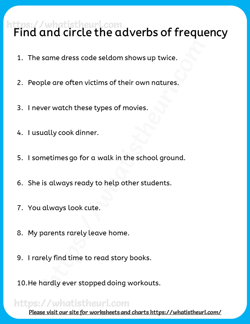 Find And Circle The Adverbs Of Frequency Your Home Teacher