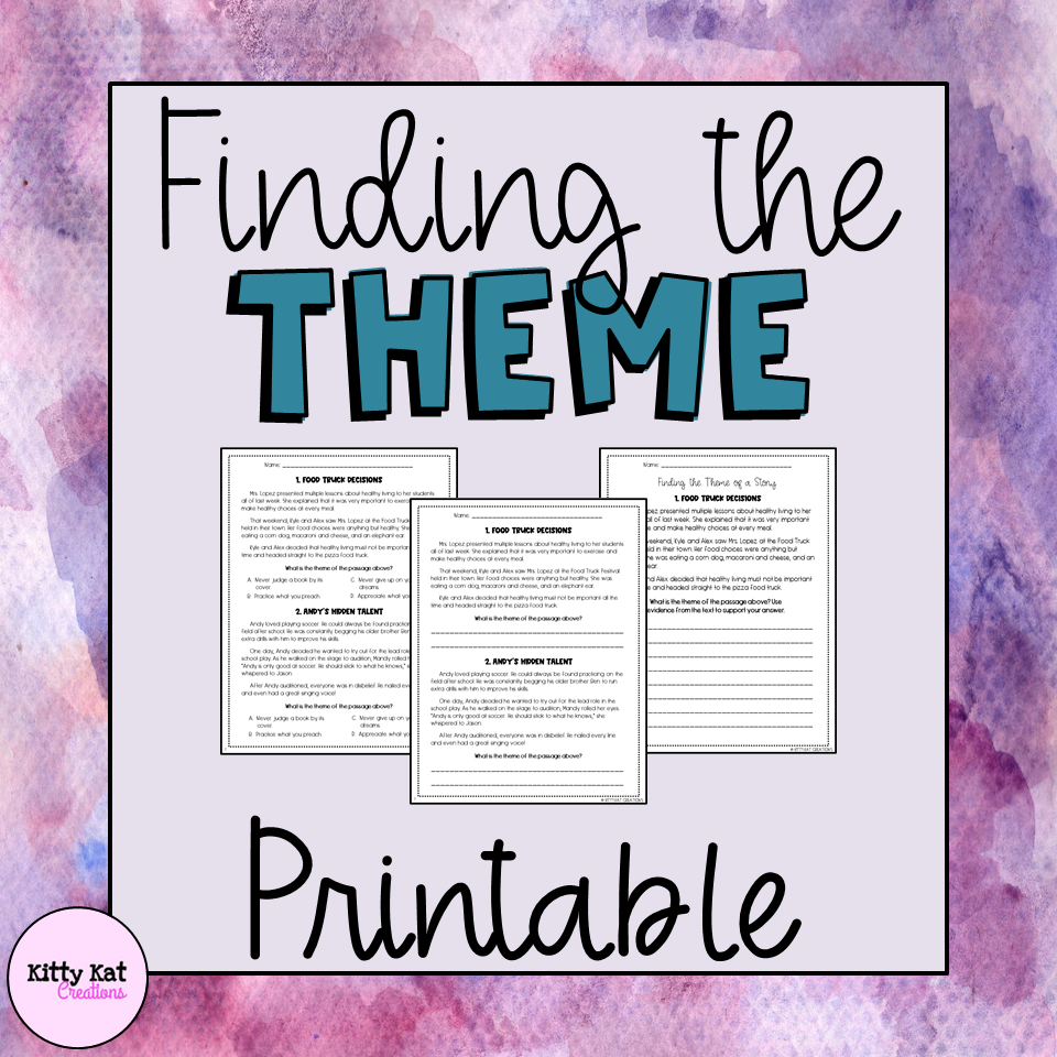 Free Printable Worksheet On Identify Theme