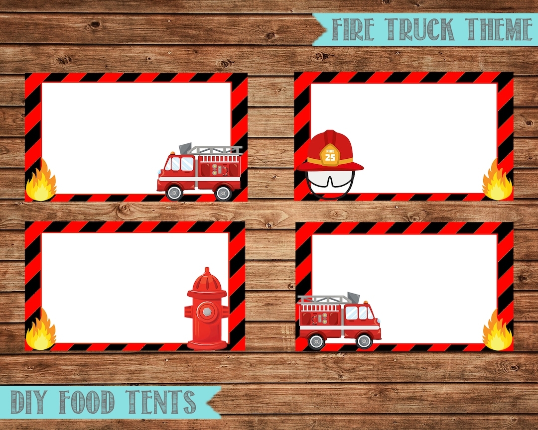 Fire Truck Food Tents fire Truck Cards fire Truck Labels Blank Place Cards Fire Truck Birthday Party Labels Digital instant Download Etsy Canada