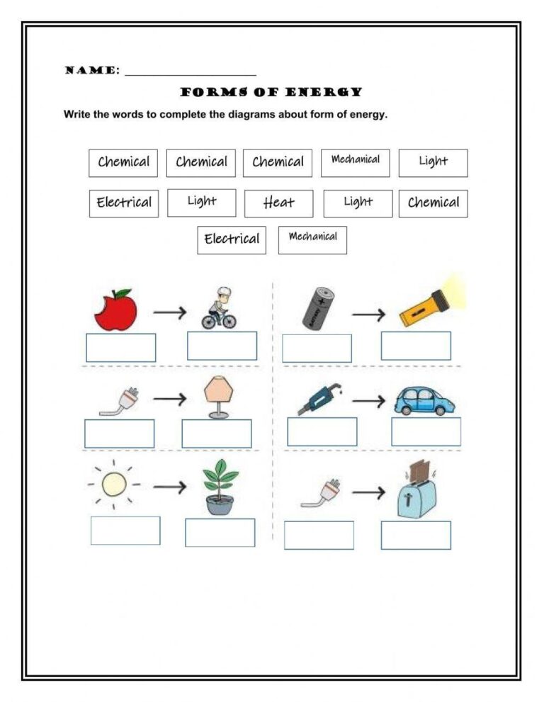 Forms Of Energy Activity For 4th Live Worksheets Worksheets Library