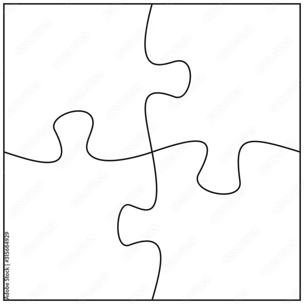 Four Jigsaw Pieces Template 4 Puzzle Pieces Connected Together Stock Vector Adobe Stock