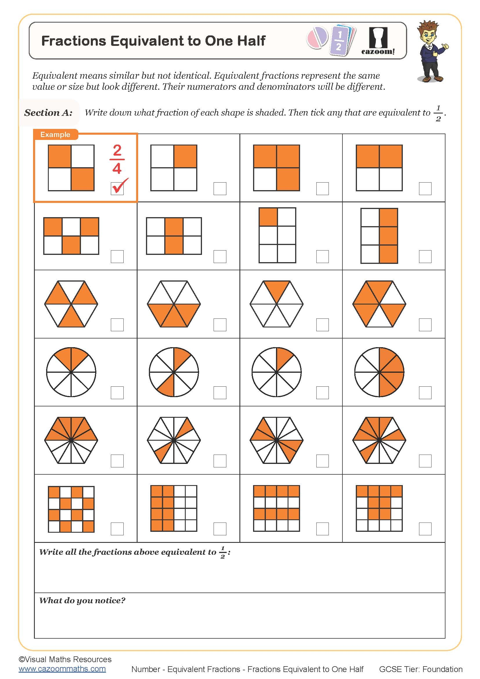 Free Printable Worksheets On Fractino Equvialency