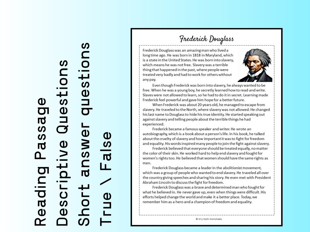 Frederick Douglass Biography Reading Comprehension Passage Frederick Douglass Biography Reading Comprehension Passage
