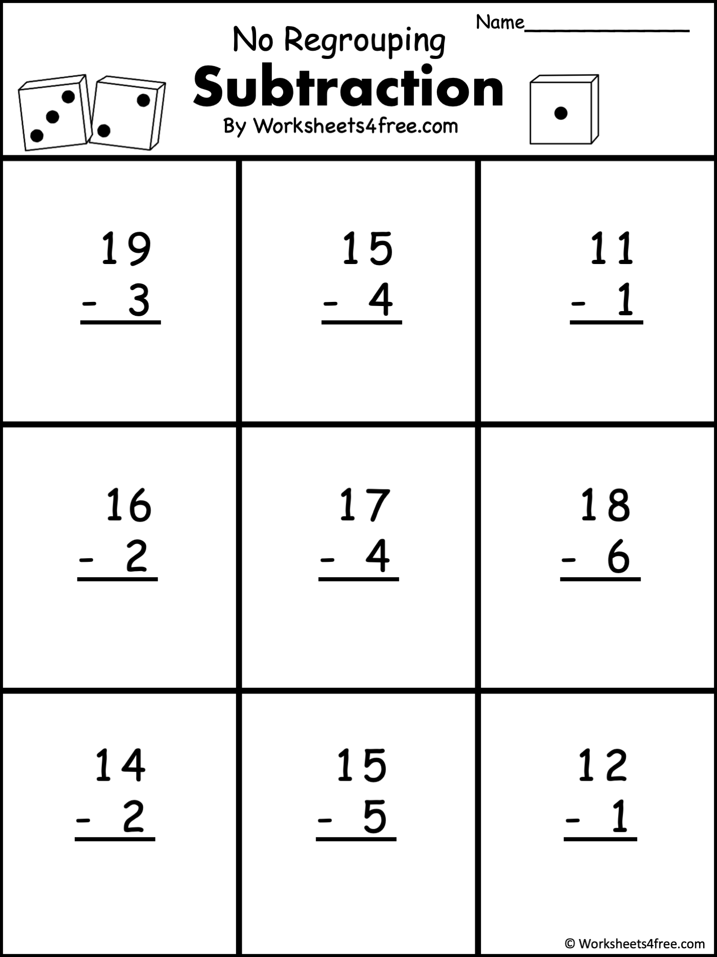 Free Printable Subtraction Worksheets With Regrouping