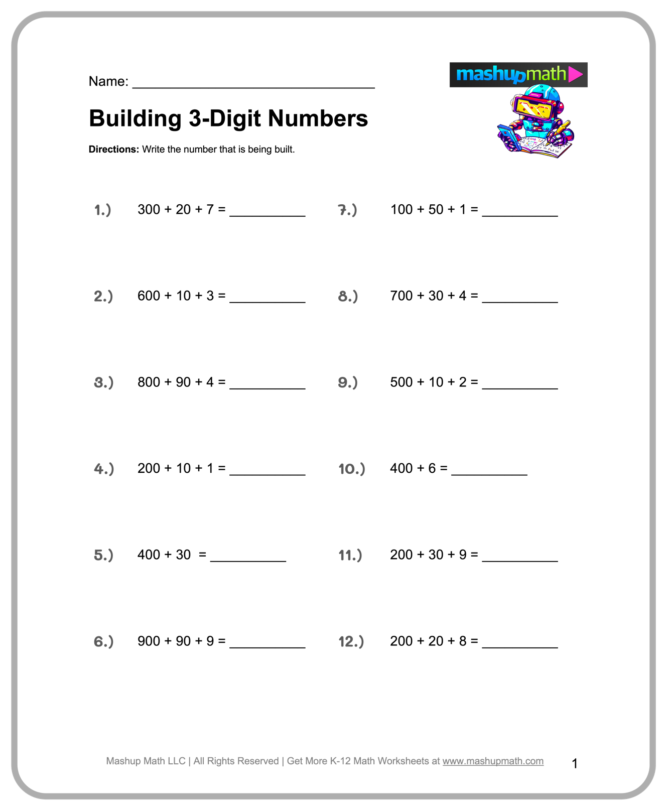 Free Printable Worksheets 3rd Grade Math