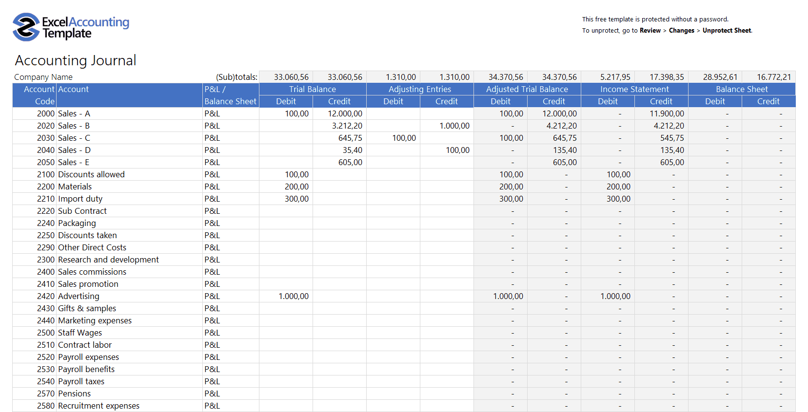 Free Accounting Templates In Excel Download For Your Business