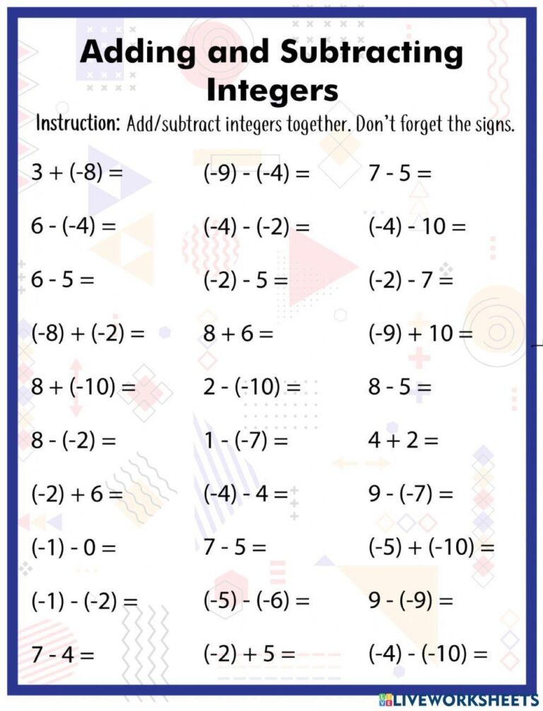 Free Adding Integers Worksheet Download Free Adding Integers 