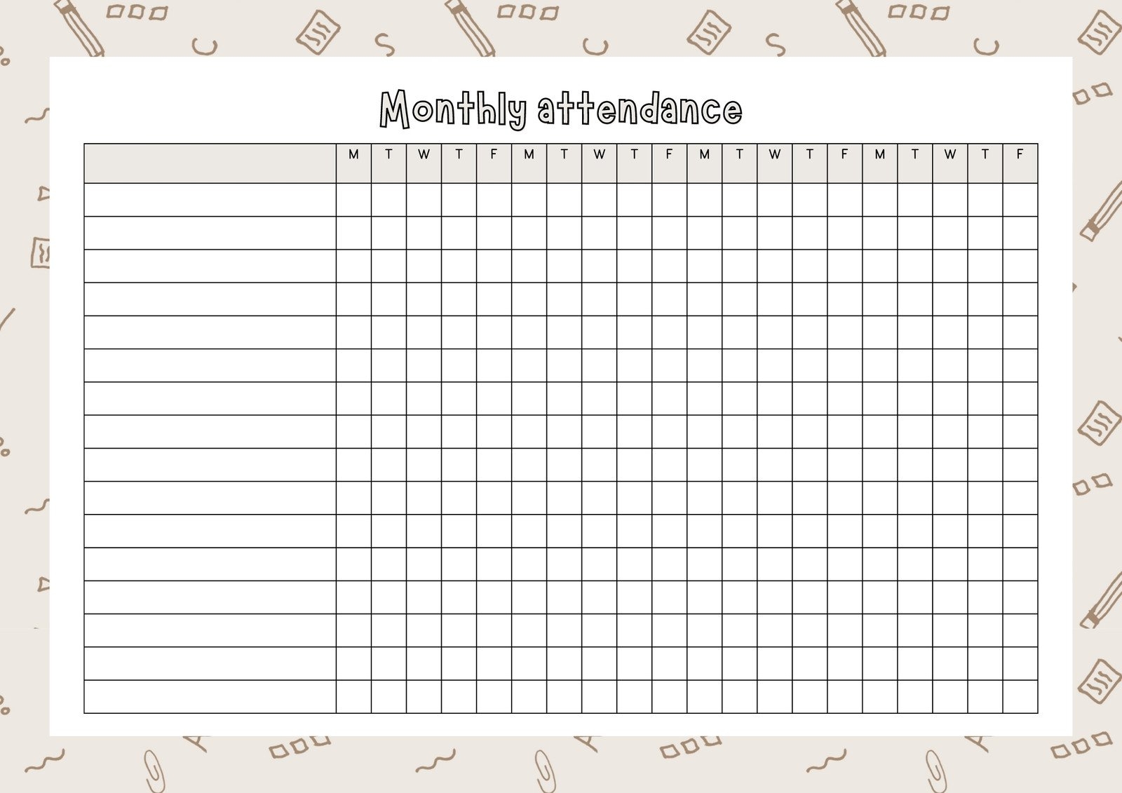 Free And Customizable Attendance Templates Free And Customizable Attendance Templates
