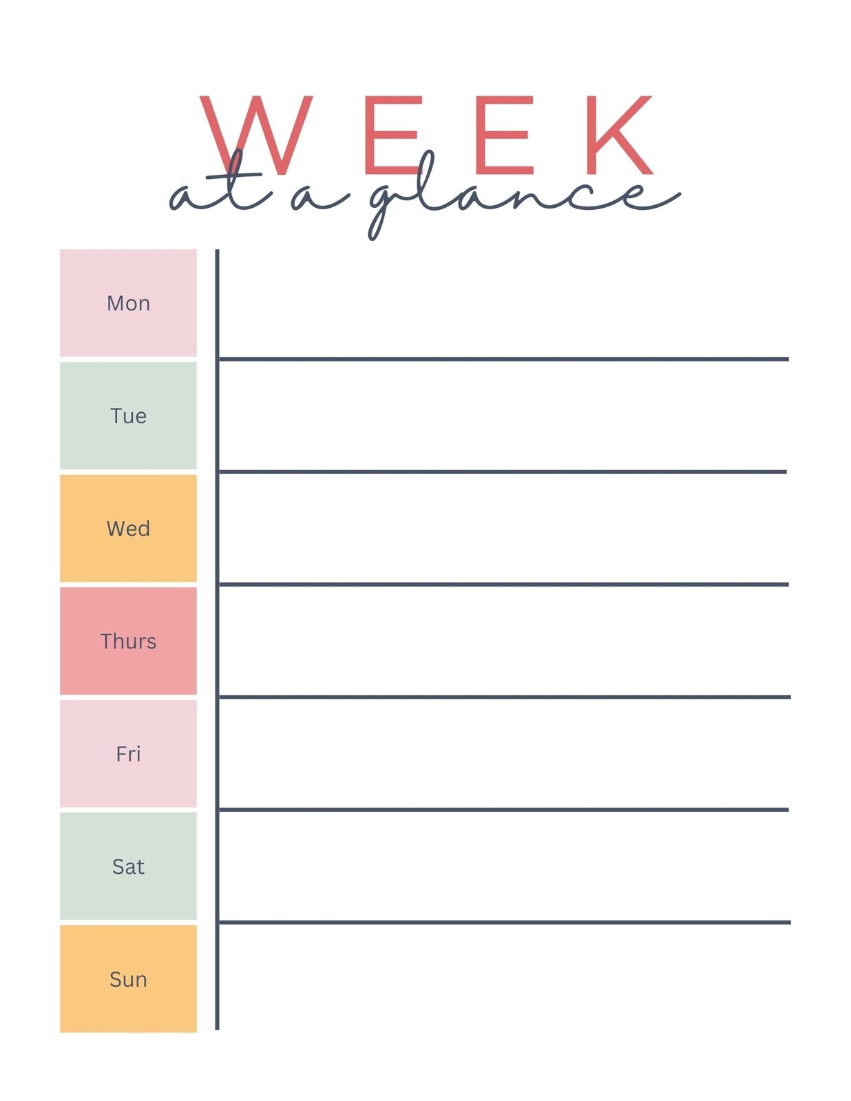 Blank Weekly Planner Free Printable