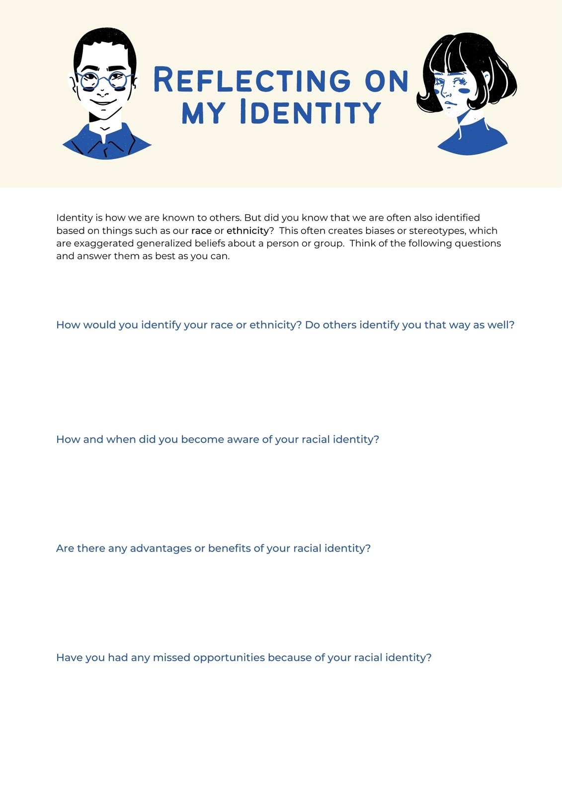 Free Printable Worksheets On Stereotypes