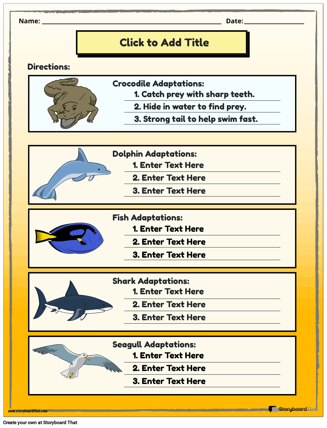 Free Printable Science Worksheets Adaptation Animals
