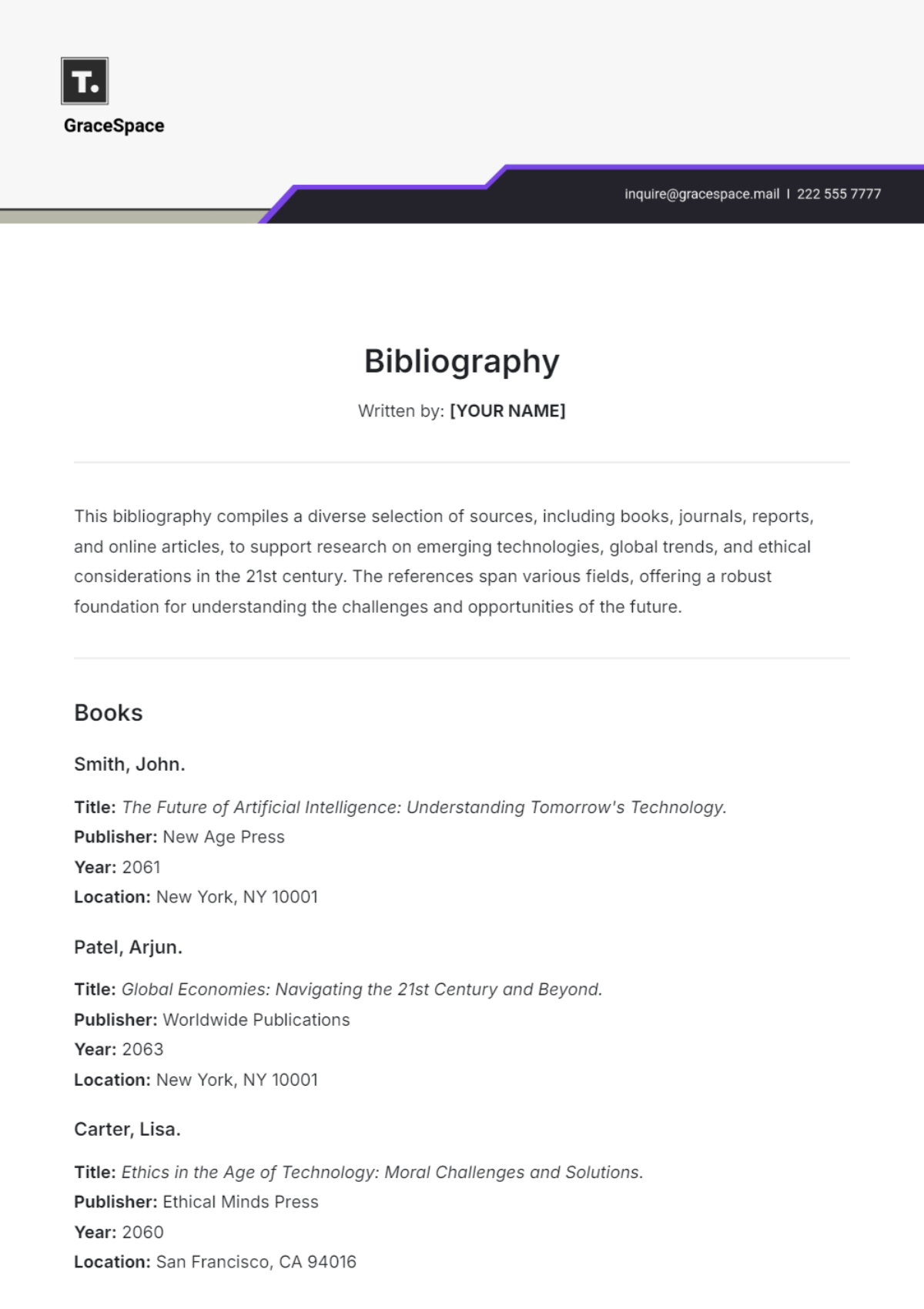 Free Bibliography Templates To Edit Online U0026 Print