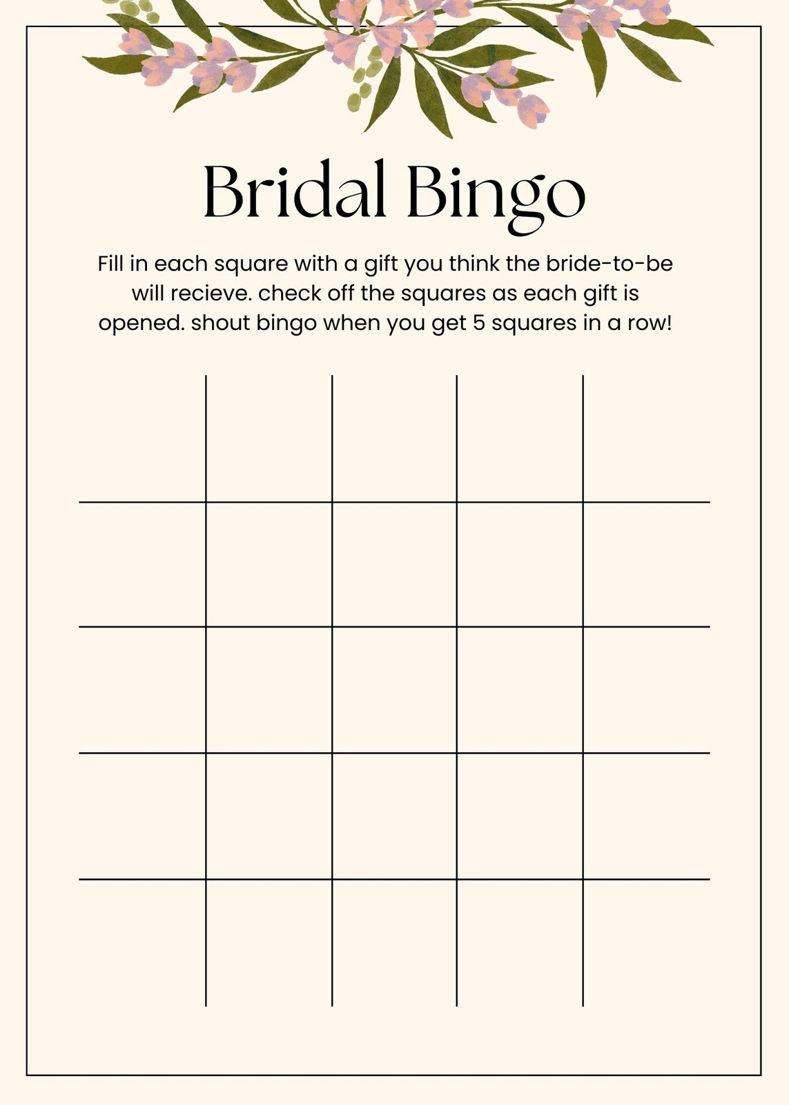 Blank Bingo Free Printable