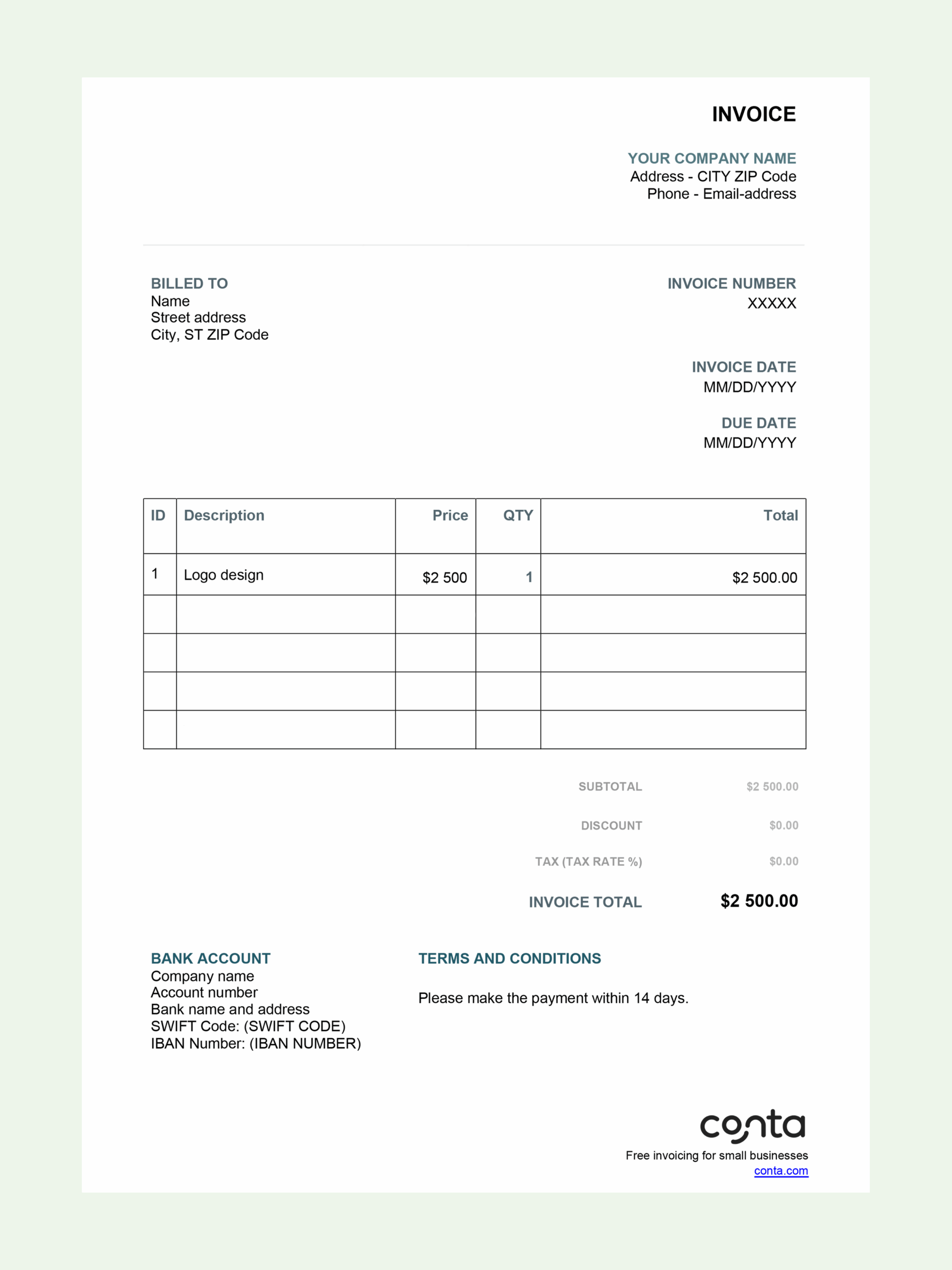 Free Blank Bill And Blank Invoice Template Excel And Word Australia