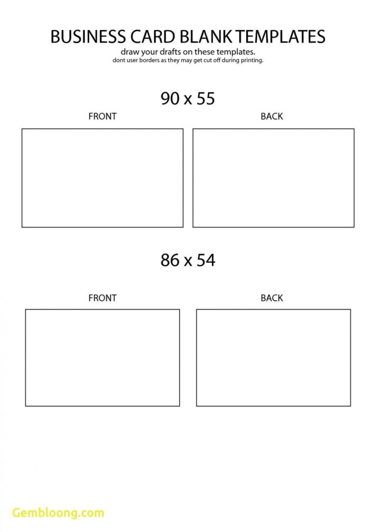 Free Blank Business Card Template Front And Back Design For Free Worksheets Library