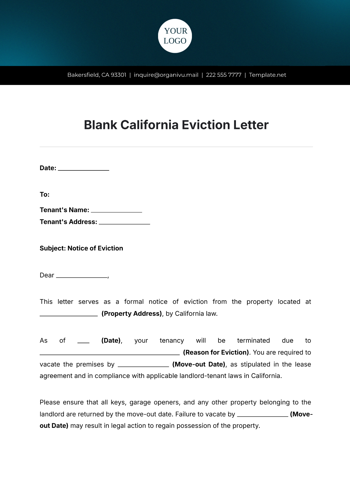 Free Printable Blank Eviction Notice California