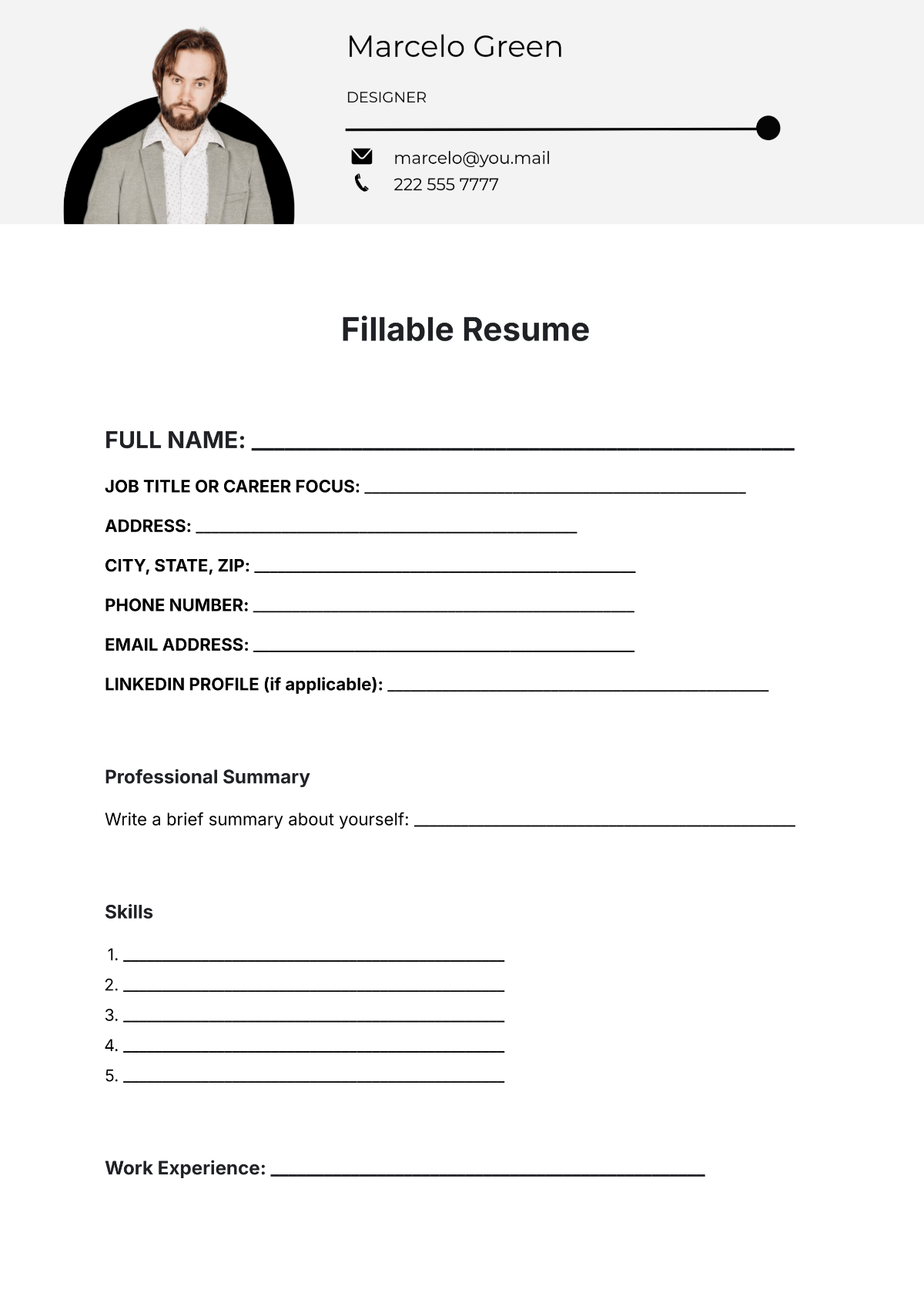 Free Blank CV Templates To Edit Online And Download