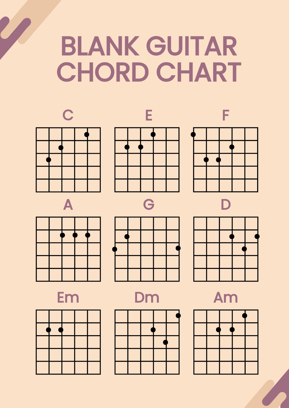 Free Blank Guitar Chord Chart Template To Edit Online