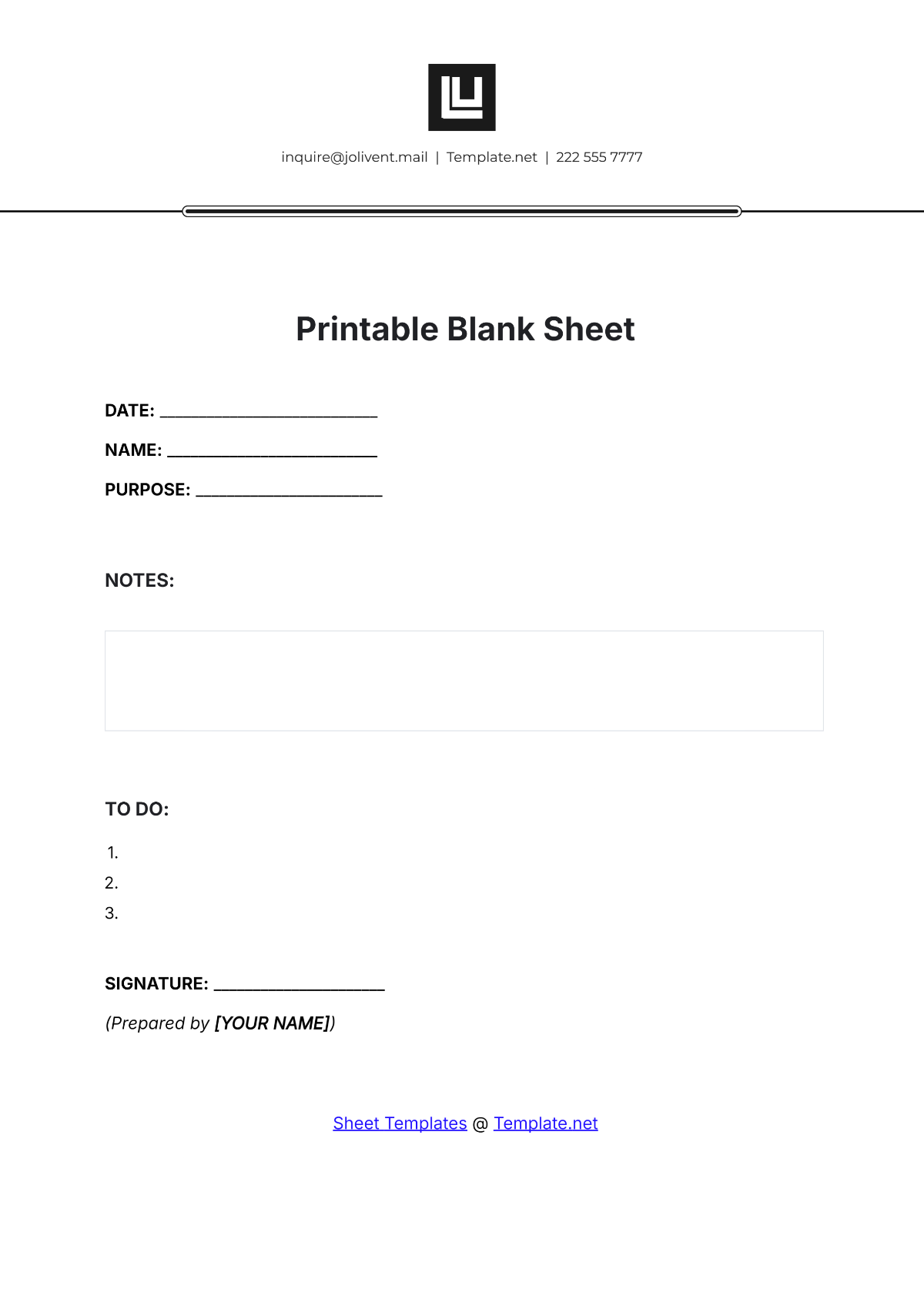 Blank Free Printable Sheets