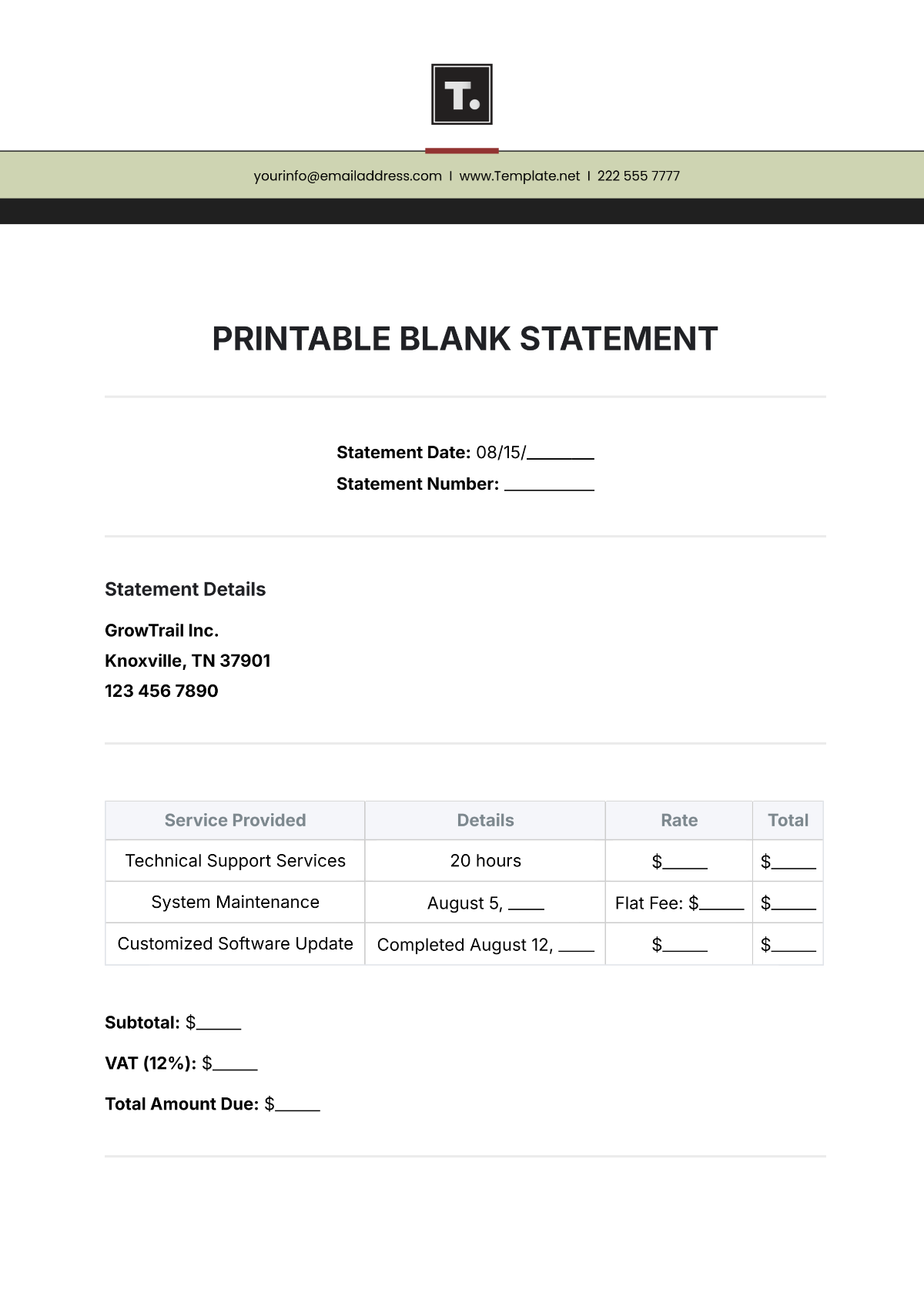 Free Blank Statement Templates To Edit Online And Print