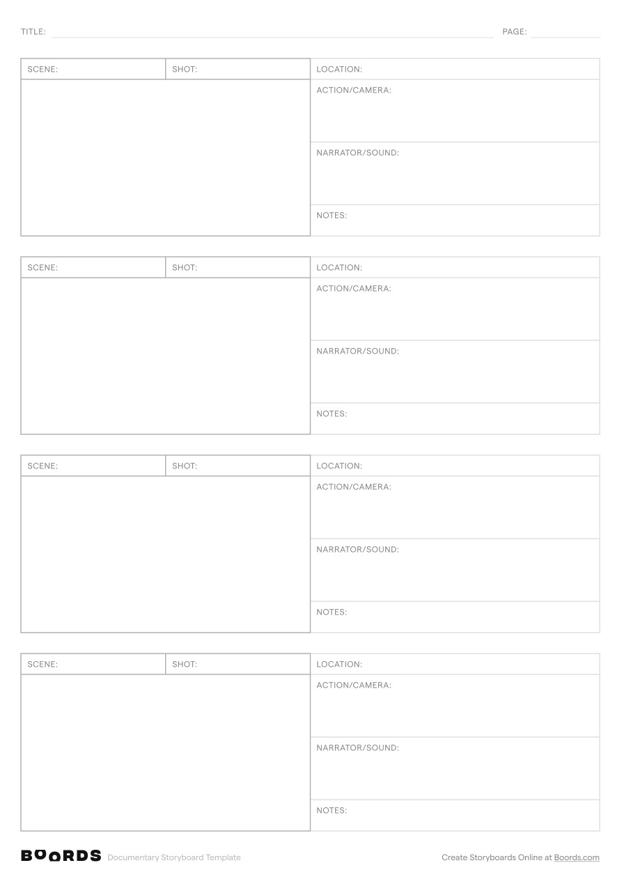 FREE Blank Storyboard Templates Instant Download Boords