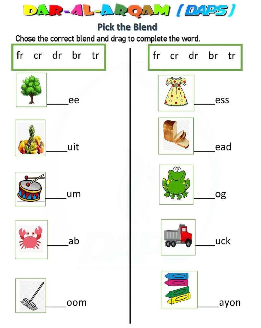 Free Printable Word Blend Worksheets