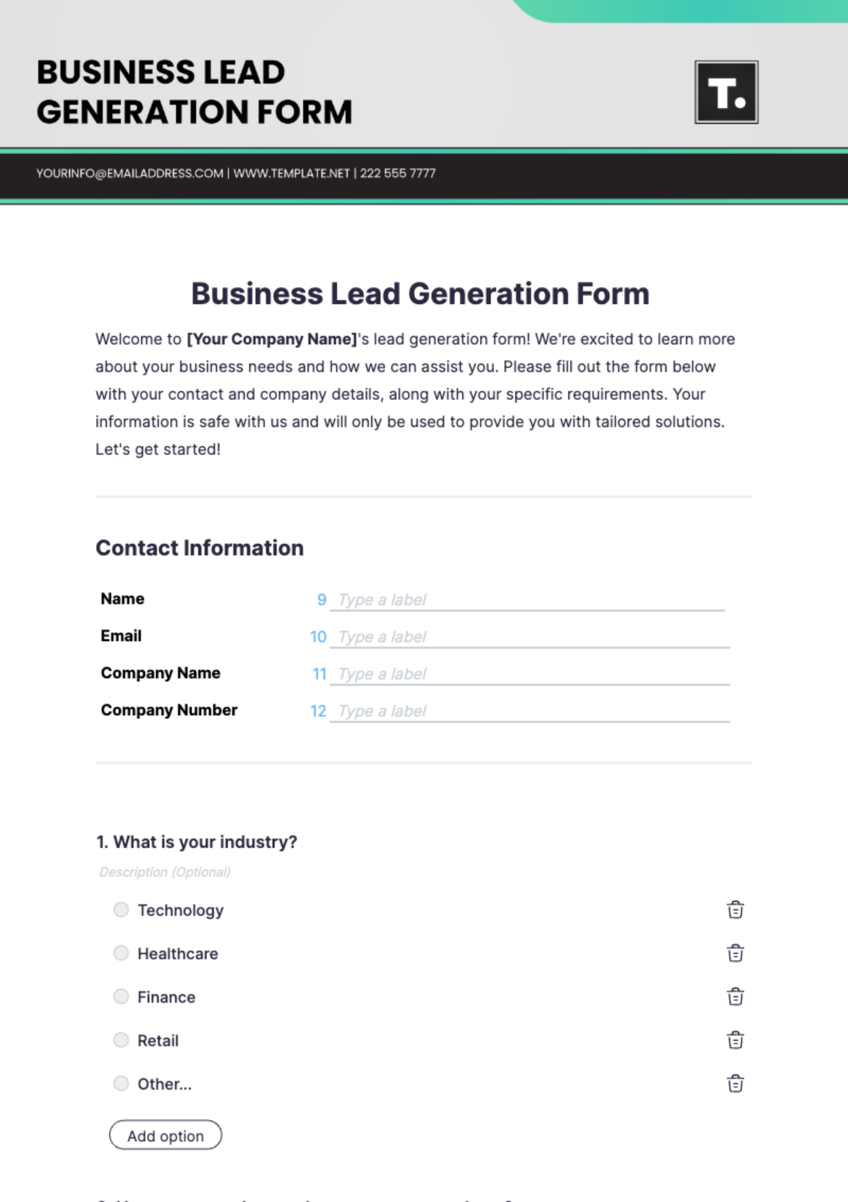 Free Business Form Templates To Edit Online