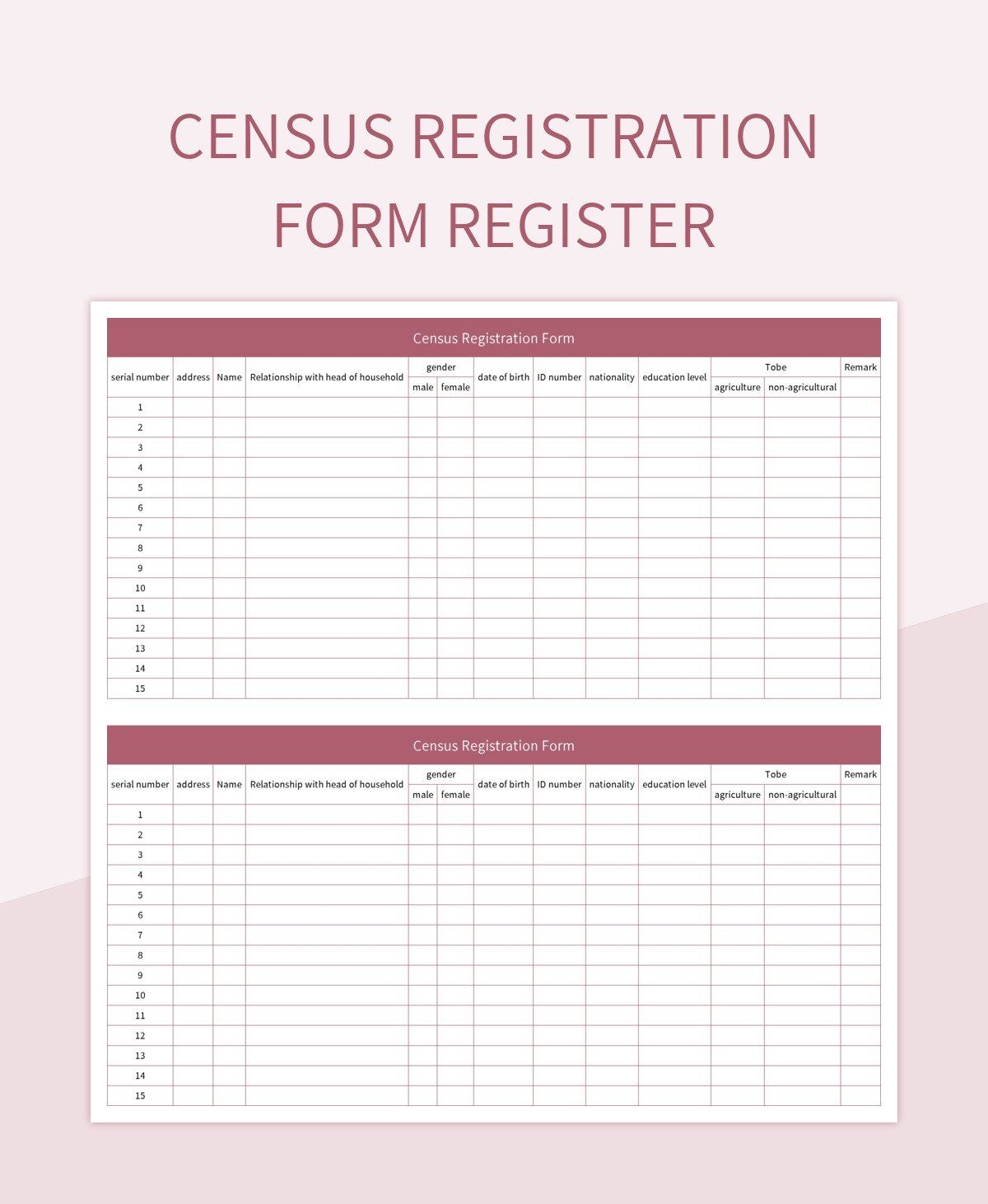 Free Census Templates For Google Sheets And Microsoft Excel Slidesdocs