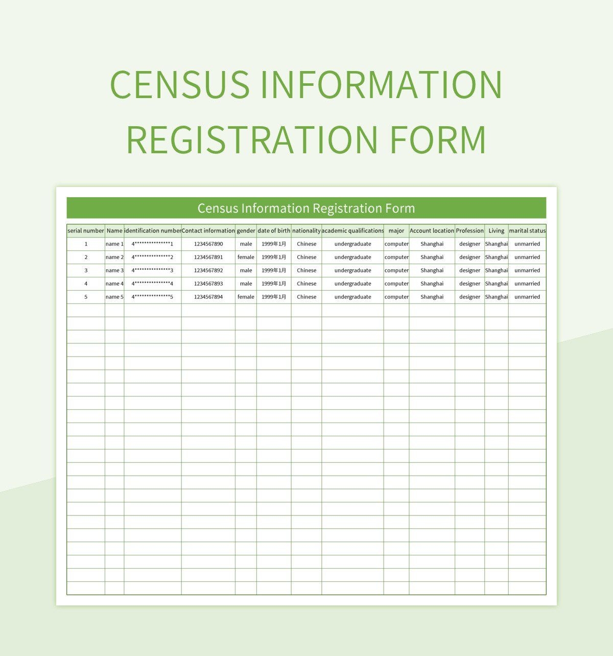 Free Census Templates For Google Sheets And Microsoft Excel Slidesdocs