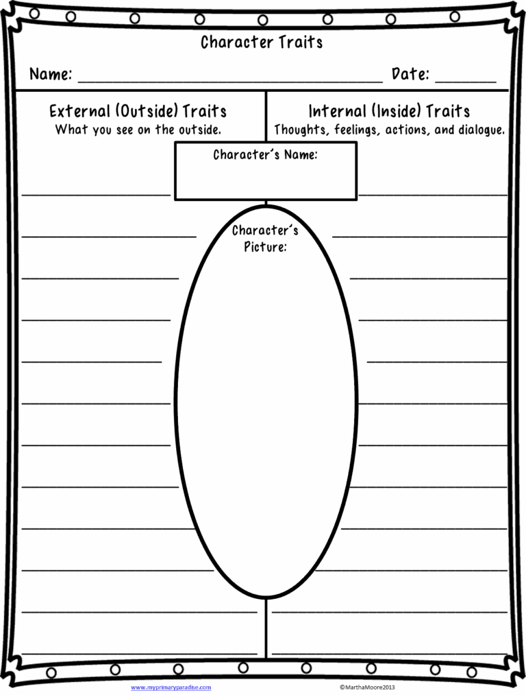 FREE Character Traits Worksheet Worksheets Library