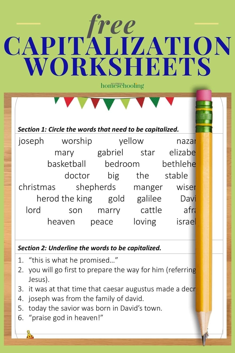 Free Christmas Capitalization Worksheets
