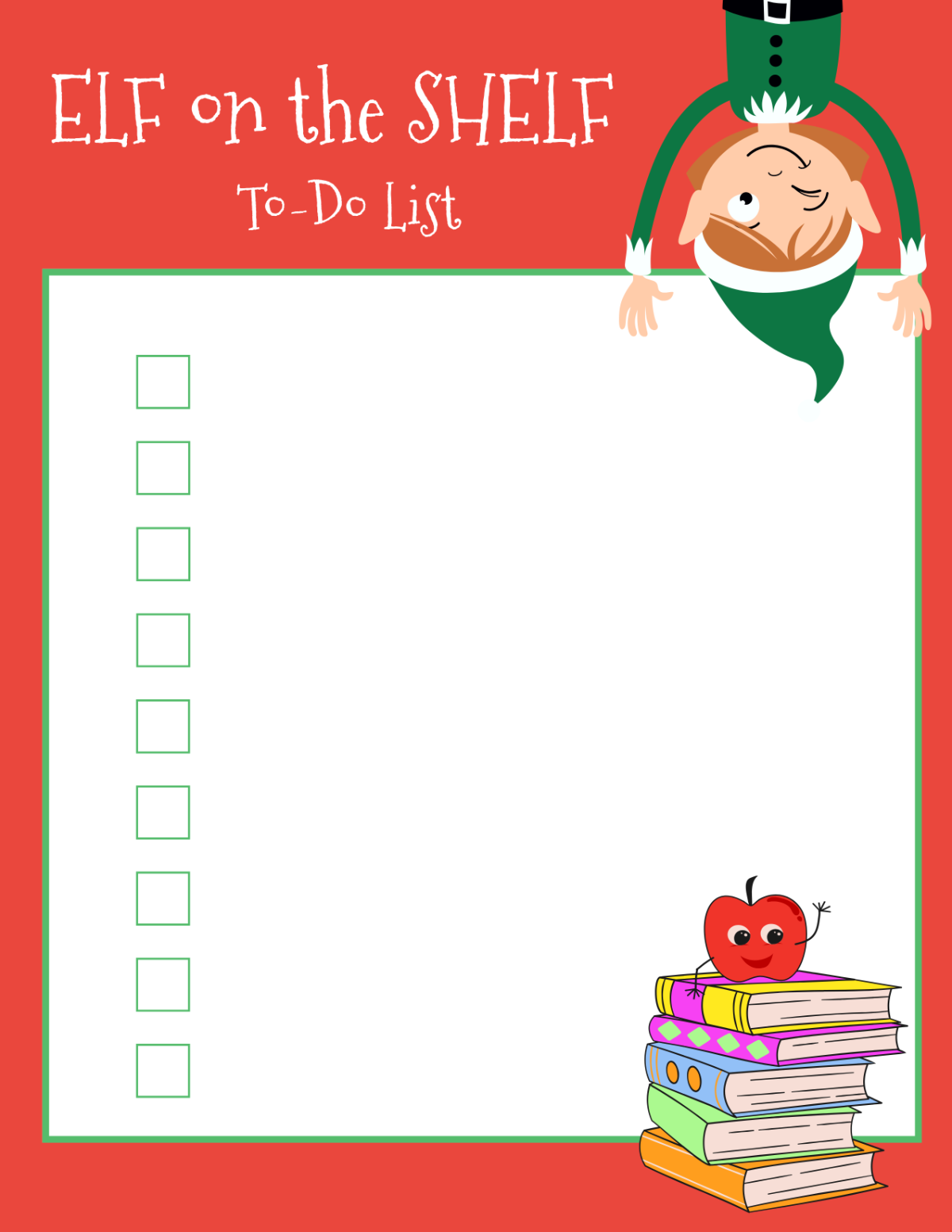 Elf Holding Blank List Printable Free