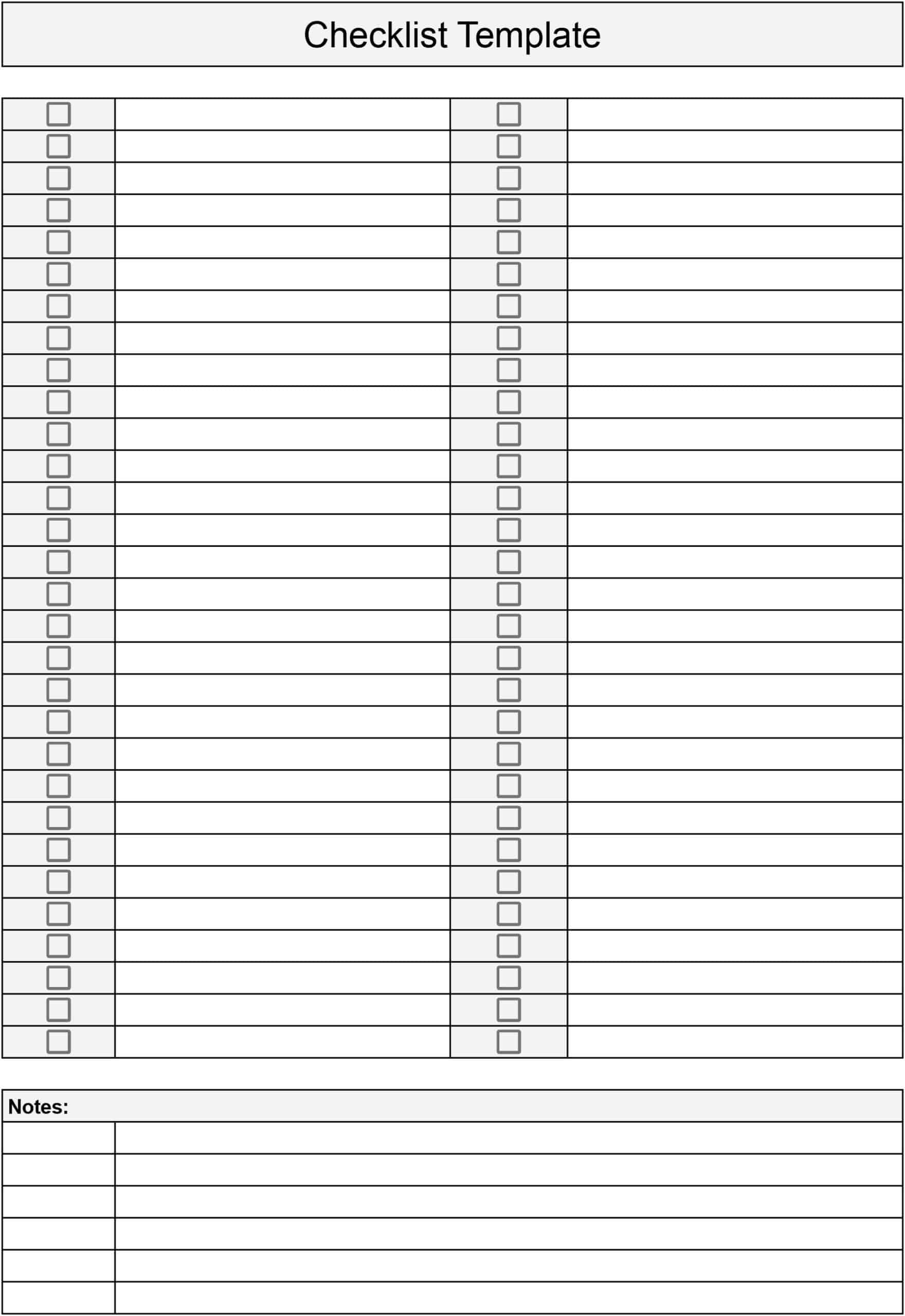 Free Blank Printable Checklist