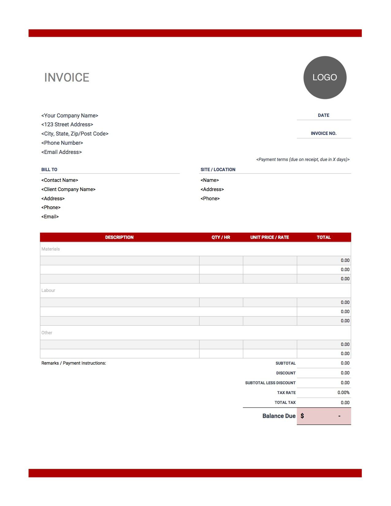 Free Contractor Invoice Templates Free Contractor Invoice Templates