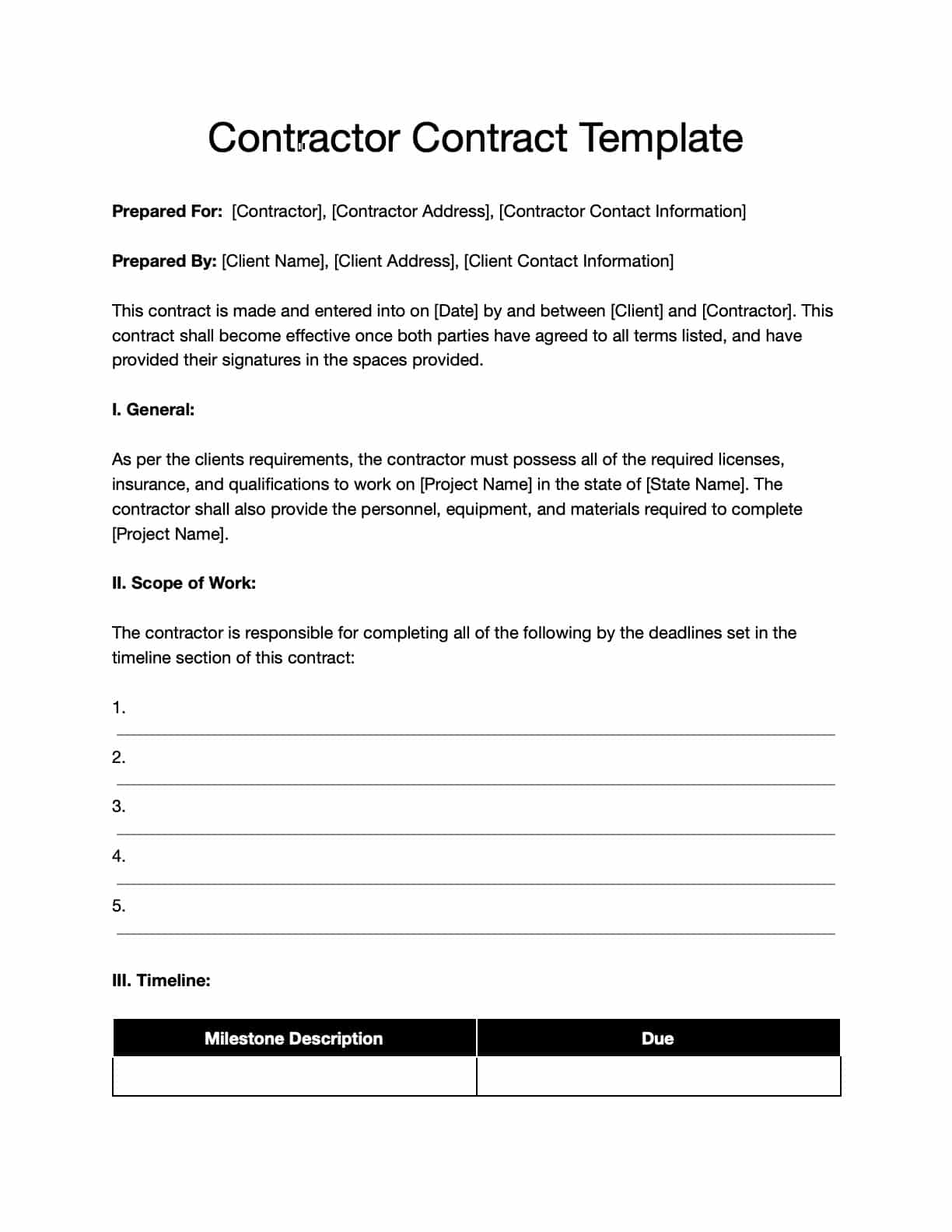 Free Contractor Templates Invoices Contracts Quotes Estimates 