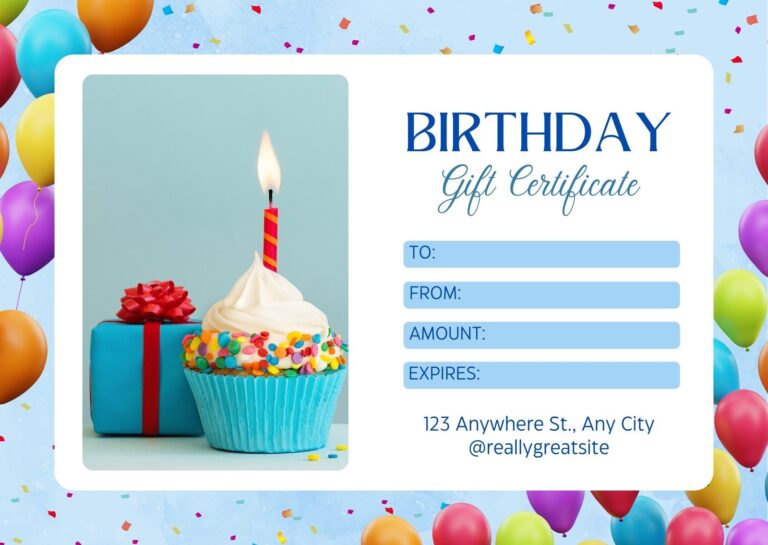 Free Custom Printable Birthday Gift Certificate Templates Canva