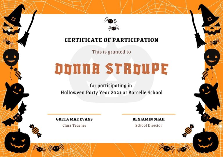 Free Custom Printable Halloween Certificate Templates Canva