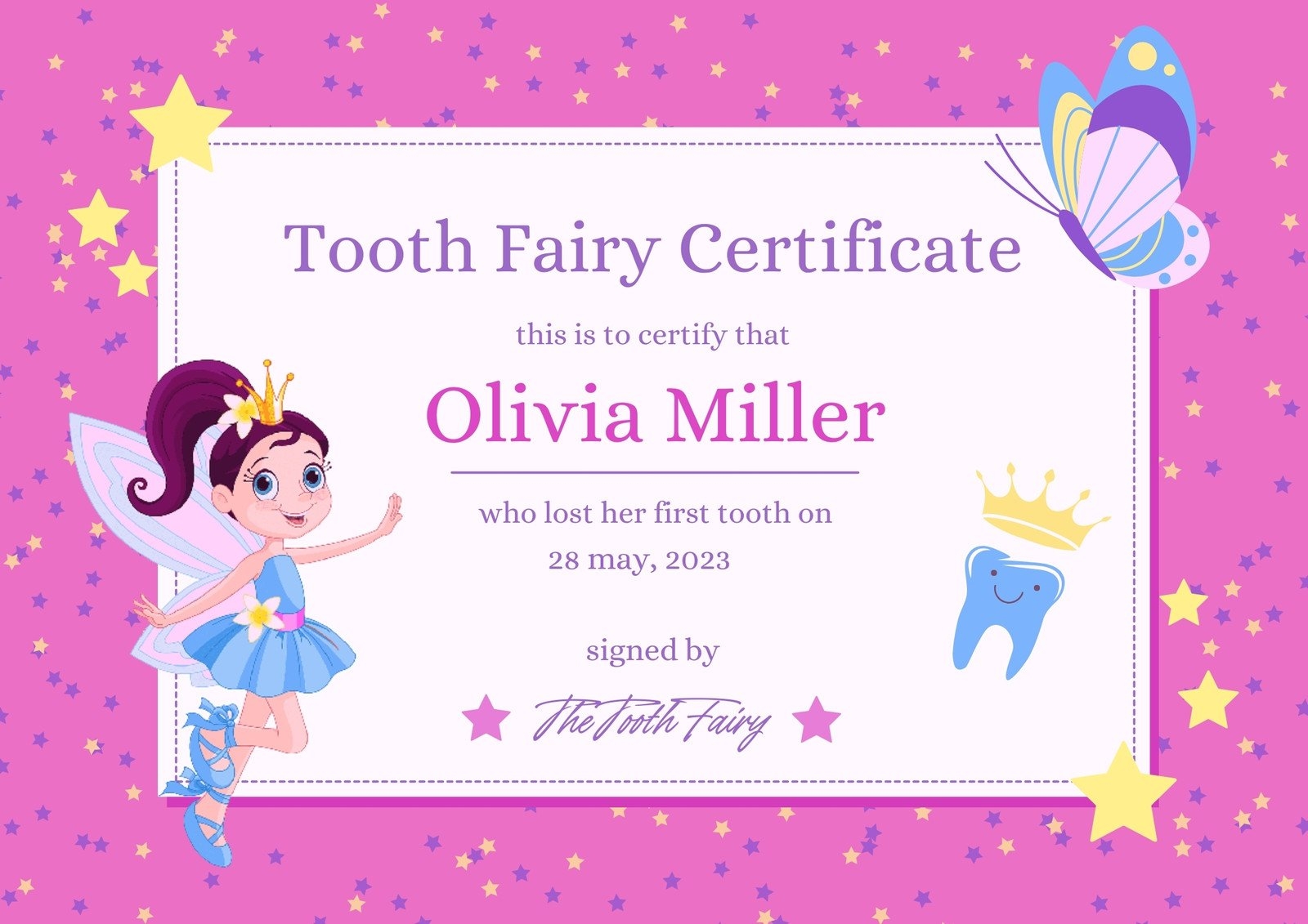 Free Customizable Tooth Fairy Certificate Templates Canva