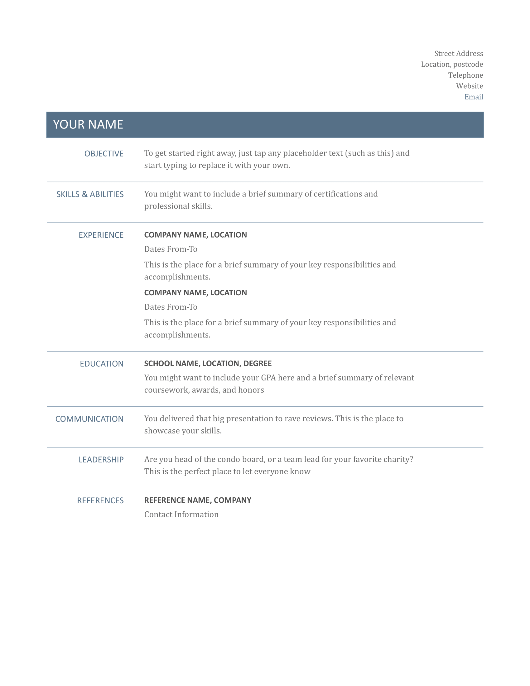 Free CV Templates UK Format For Download 20 Examples