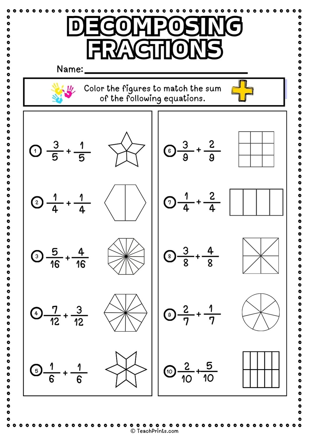 Free Decomposing Fractions Worksheets Teach Prints