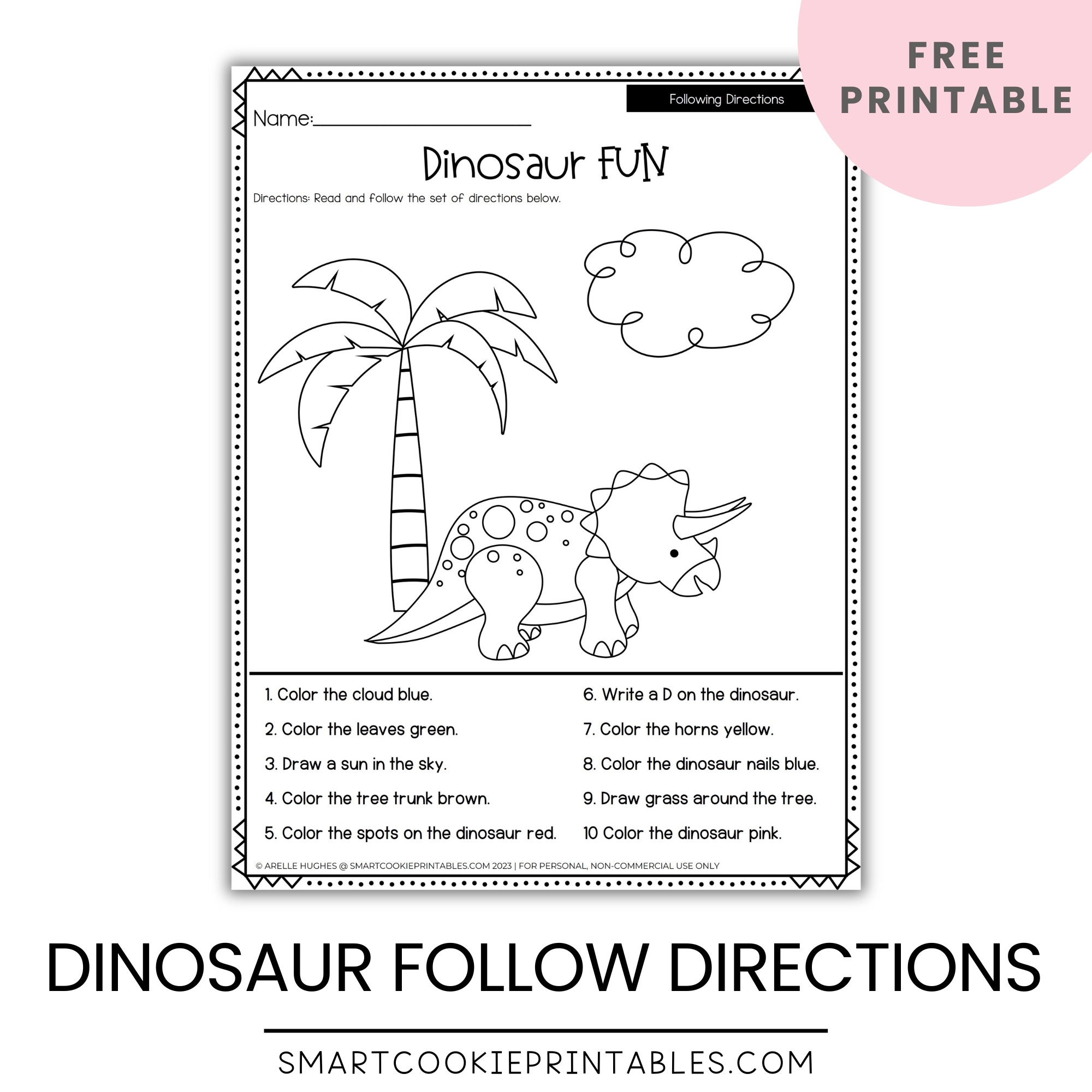 Free Printable Worksheet Following Direction