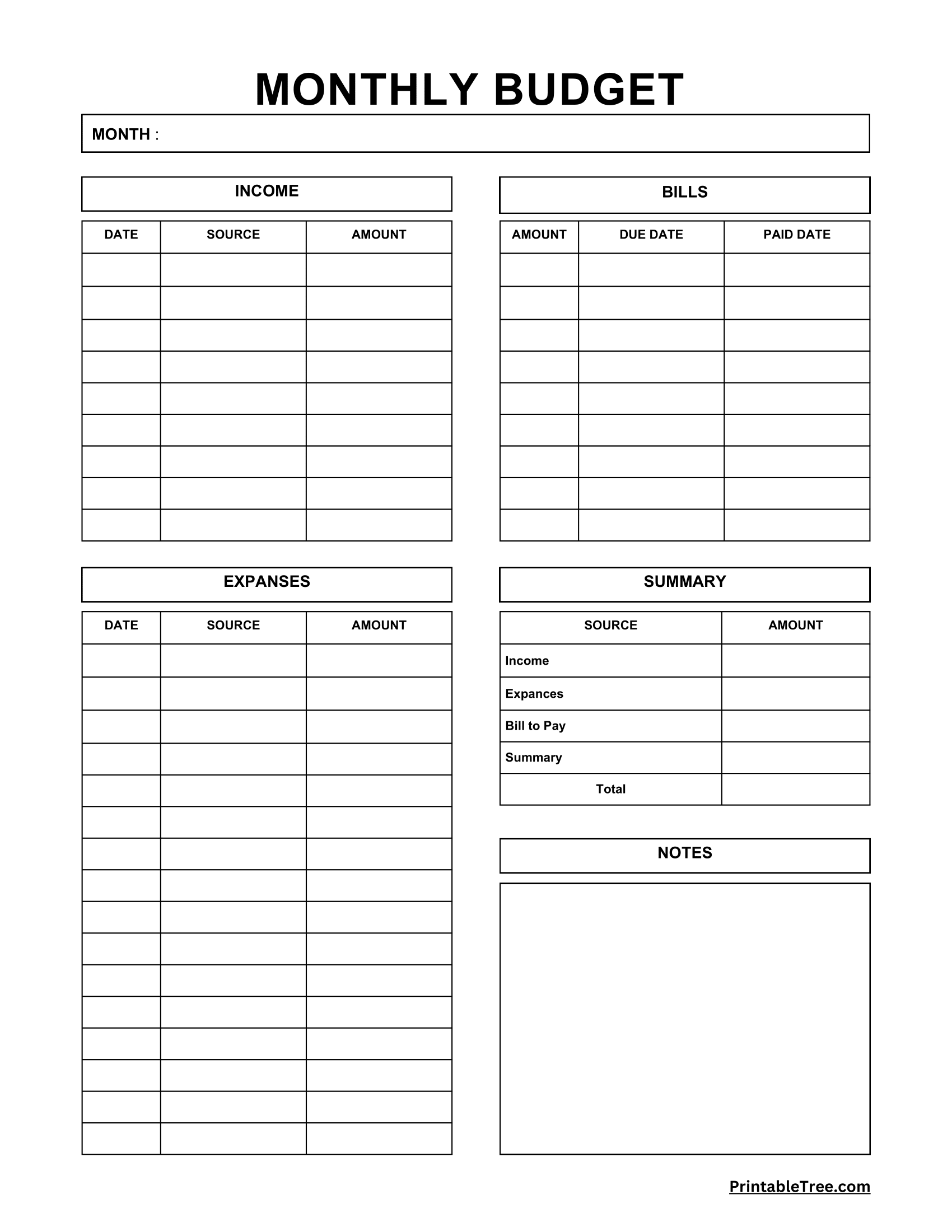 Free Printable Blank Family Budget Worksheet Free Printable Blank Family Budget Worksheet