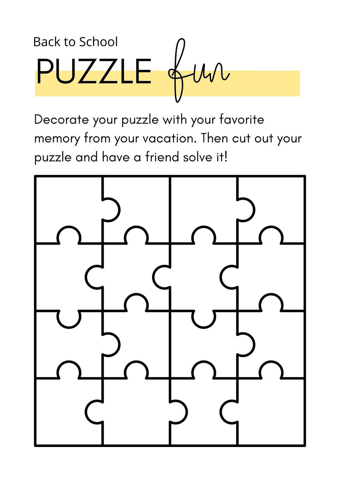Free Printable Blank Jigsaw Puzzles Template