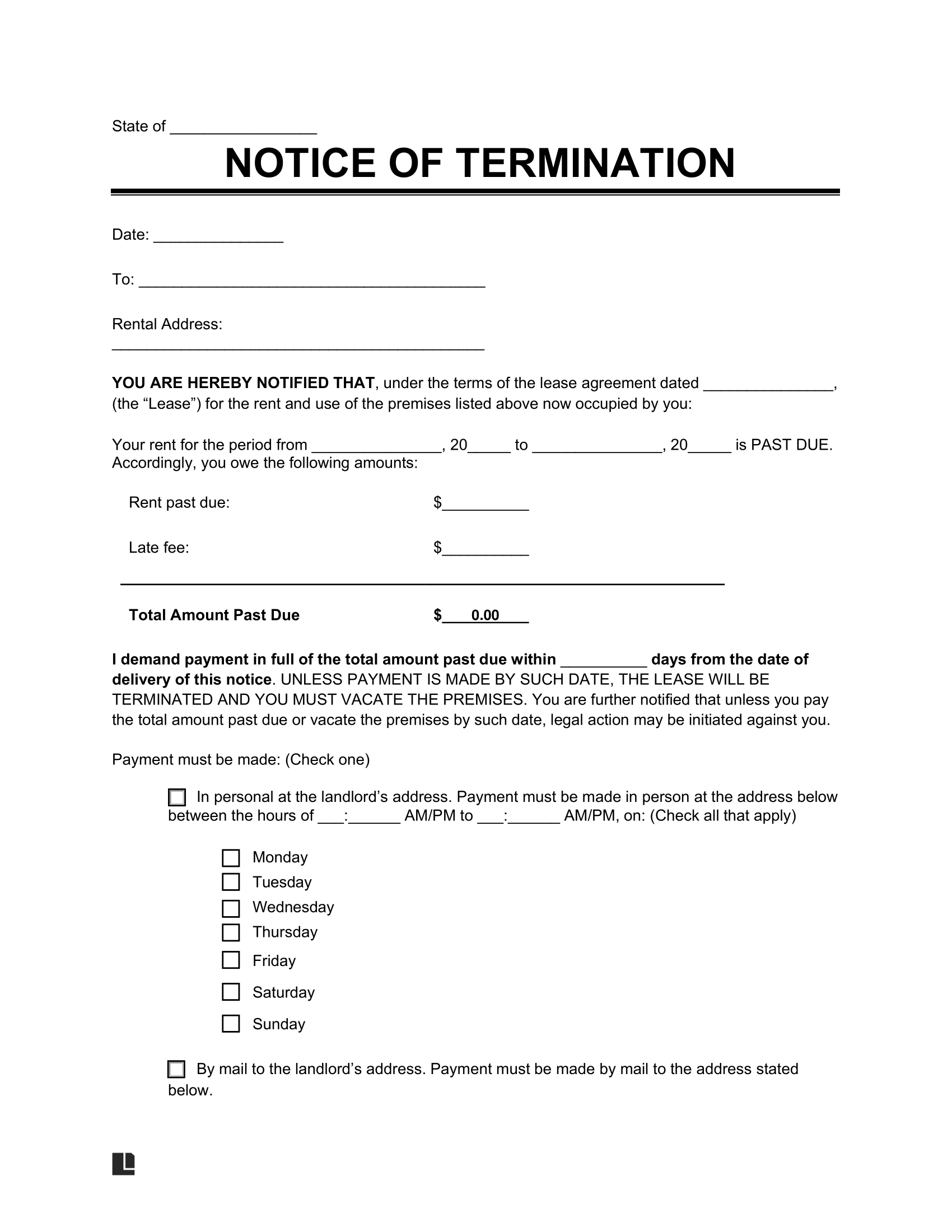 Free Eviction Notice Template Download By Type Reason Or Notice Period Legal Eviction Forms For Every State